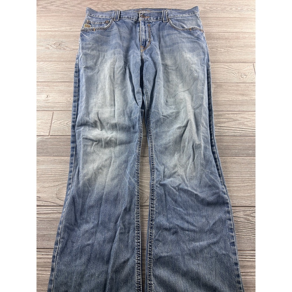 Cinch Blue Label Mens Relaxed Fit Wide Leg Jeans Medium Wash Denim 37x34